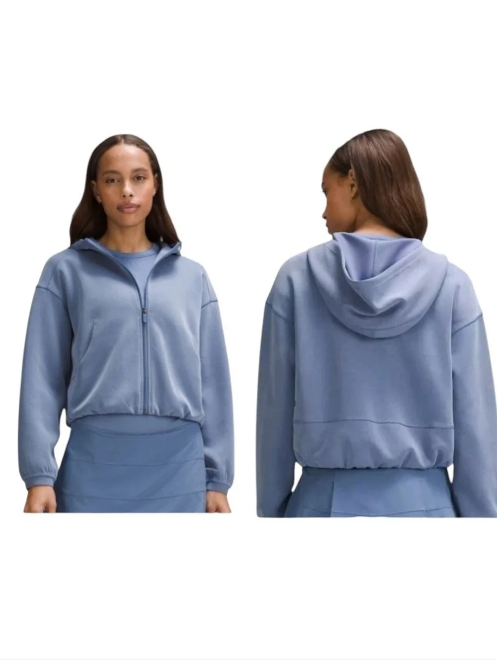 Lululemon Softstreme Full-Zip Hoodie Oasis Blue Hooded Sweatshirt Size 8